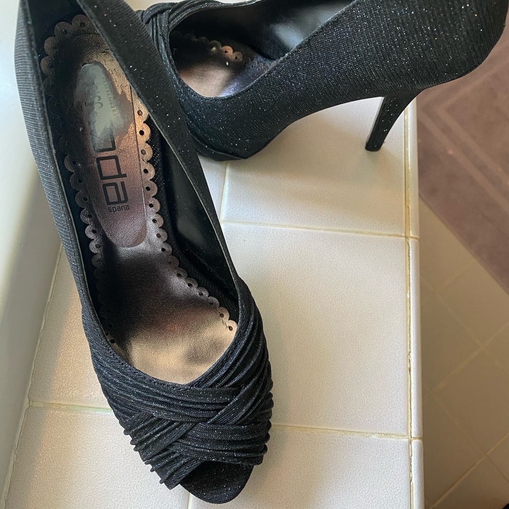 Moda 6.5 Gretchen Black Lurex Fabric Heels